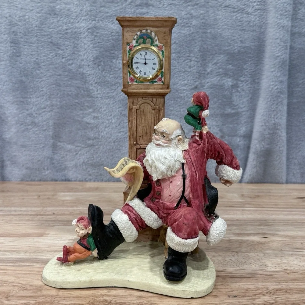 Howard Miller Christmas Clock Checkin It Twice 1995 Limited Edition Vtg Santa